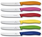 Victorinox Swiss Classic Couteau à Pain Lot de 6 Nouvelle Poignée Forme Multicolore