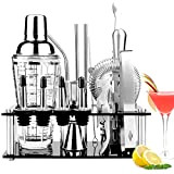 Viesap Shaker Cocktail, 17 Pièces Cocktail Set Bar Kit Bar Tool Set, Cocktail Shaker Kit en 400ML Verre Shaker Cocktail, ...