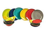 VILLA D'ESTE Bi Baita Service de 18 Assiettes en grès Multicolore, 27 x 27 x 2 cm