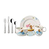 Villeroy & Boch Happy as a Bear Service de table pour enfants, 7 unités, Porcelaine Premium/Acier inoxydable, Blanc/Multicolore