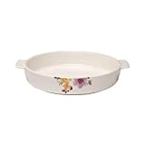 Villeroy & Boch Mariefleur Basic Moule de cuisson, 28 cm, Porcelaine Premium, Blanc/Multicolore