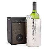 VonShef 1.5 l Wine Cooler - Rafraîchisseur de boissons en acier inoxydable martelé argenté - Seau rafraîchisseur de vin avec ...