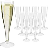 WELLGRO Lot de 30 verres à champagne en plastique 100 ml avec trait de niveau, transparent sans BPA, réutilisables, Champagne ...