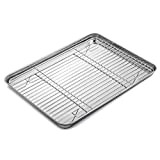 WEZVIX plaque à pâtisserie avec grille, plat à rôtir rectangulaire en acier inoxydable, 40 x 30 x 2.5 cm plaque ...
