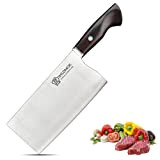 WILDMOK Couteau de cuisine chinoise, couteau de chef de boucher tranchant, couperet à viande végétale 190 mm, acier inoxydable 9Cr18MoV, ...