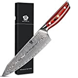 WILDMOK Damascus Couteau de Chef 21cm Couteau Gyuto Professionnel Sharp Couteau de Cuisine Japonais Multifonction en Acier Super VG10 avec ...