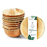 Wiseware Lot de 25 bols jetables en feuille de palmier biodégradables - Vaisselle jetable en feuilles de palmier - Vaisselle ...