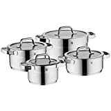 WMF Compact Cuisine Set de 4 casseroles à induction avec couvercle en verre Cromargan en acier inoxydable poli, casseroles non ...