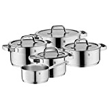 WMF Ensemble de 5 casseroles à induction Compact Cuisine avec couvercle en verre Cromargan Acier inoxydable poli - Sans revêtement ...