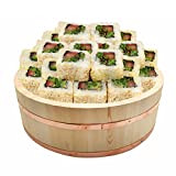 Wooden Round Sushi Rice Bowl Hangiri Sushi Rice Bucket with Copper Band for Used to Knead Dough and Making Sushi ...