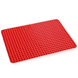 WZhen Pyramid Pan Fat Reducing Non Stick Silicone Mould Baking Tray Mat - Rouge