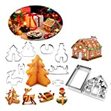 Xinlie 3D Gingerbread House Emporte-Pièces en Acier Inoxydable 3D Maison de Noël Acier pour Biscuits Bonhomme de Neige Noël/Vacances Emporte-Pièces ...