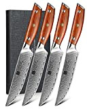 XINZUO Acier Damas Set de 4 Couteaux à Steak,12.7cm Couteaux de Tables Premium Couteau Viande de Table Couteaux de Cuisine, ...
