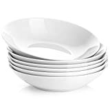 Y YHY Assiettes Plates,650ml Assiettes à pâtes pour micro onde,pâtes/salade porcelaine bol,Large et peu profonde,Lot de 6,Blanc