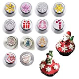 Yaepoip 13 Pieces Russian Piping Tips Set, Christmas Flower Frosting Tips Nozzles, Stainless Steel Cupcake Frosting Piping Kit, Cake Decorating ...