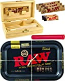 yaoviz® Set RAW Black Rolling Tray Small Metall - Holzbox Medium Holz 155 x 85 x 48mm + 3X 32er ...