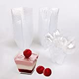 Yisscen 50 pièces Coupes à Dessert 60ML Réutilisable Verrines Plastique Tasses à Dessert avec Cuillères Transparent Coupe à Dessert Plastique ...