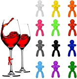YKKJ 12 Pcs Réutilisables Marqueur ，Silicone éTiquettes ，Marque-verre Coloré，Verre Marque-Verres ，pour verre à vin, verre à champagne, verre à cocktail