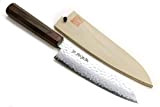 Yoshihiro NSW VG-10 46 Layers Hammered Damascus Santoku Japanese Multipurpose Knife, 7", Rosewood by Yoshihiro