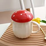 YTZW Mushroom Mug,Cute Mushroom Mug,Mushroom Mug with Lid,Cute Mushroom Tea Cup,Mushroom Decor Coffee Cup,Novelty Mushroom Design Mugs for Men, Women, ...
