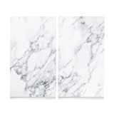 Zeller Lot de 2 Cache-plaques en marbre, pour plaques Cuisson, Verre, Marmor Weiß, 30 x 52 x 1 cm