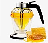 ZNZNANG Distributeur de miel, Distributeur de miel en verre, Verre anti-gouttes, Verre à miel avec support, (200 ml / 6,76 ...