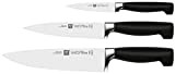 ZWILLING Set de 3 couteaux (3 pièces: Couteau à Larder/Garnir, Couteau à Viande, Couteau de Chef), Acier Inoxydable, Manche Noir, ...